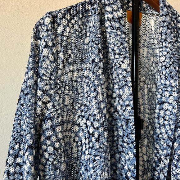 Ruby Rd Blue and White Piral Patterned Open Cardigan | size L - Picture 3 of 7